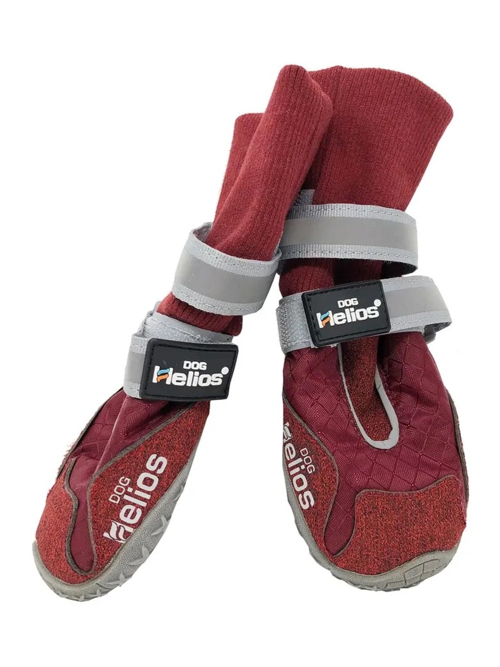Helios Dog Boots in Burgundy with Reflective Gray Straps